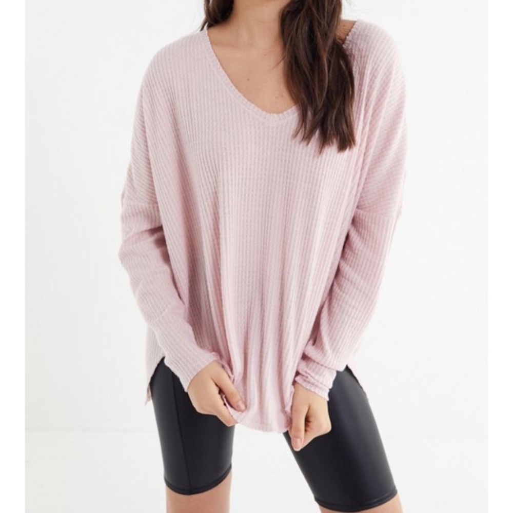 Out from Under Cozy Oversized Thermal V Neck Top